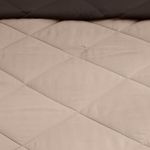 Image of Amazon Brand - Solimo Microfibre Reversible Comforter, Double (Subtle Beige & Walnut Brown, 200 GSM), 50 TC