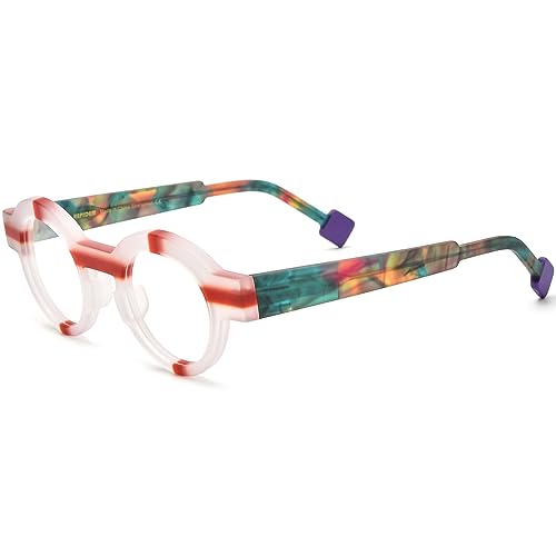 Image of HEPIDEM Multicolor Acetate Glasses Frame Women,Oversize Round Optical Eyeglasses