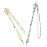 Supvox 2 Stück Bibelzeiger aus Metall Yad Zeiger mit Kette 13cm Gold Silber Kronenkopf Lesewerkzeug für Schriftlesung Bar Mizwa Jüdische Feiertage