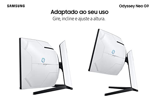 Samsung Odyssey Neo G9 49' - Monitor Gamer Curvo Mini LED, DQHD, 240Hz, 1ms, tela super ultrawide, HDMI, Display Port, USB, G-sync, Freesync Premium Pro, com ajuste de altura, Preto glide