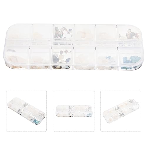 FOMIYES 1 Caixa Fatias De Conchas 12 Grades Fatias De Concha De Abalone Irregulares Nail Art Flocos