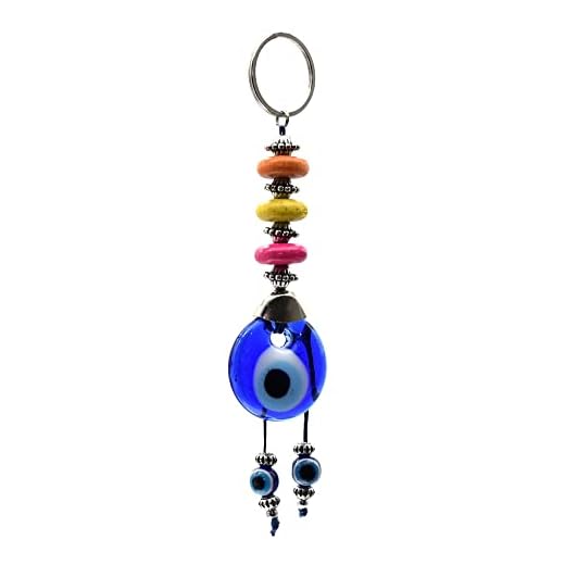 BDM - Llavero de la Suerte, Ojo Turco de Cristal Color Mostaza,Mal de Ojo y Amuleto de la Suerte. (llav Turco)