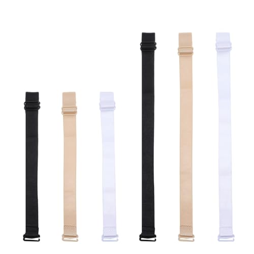 6 Pcs Bra Strap Holders for Slipping Women's Non-Slip Bra Strap Extender Elastic Adjustable Bra Strap Clips for Racerback Conceal Straps (Black, White, Skin Color)