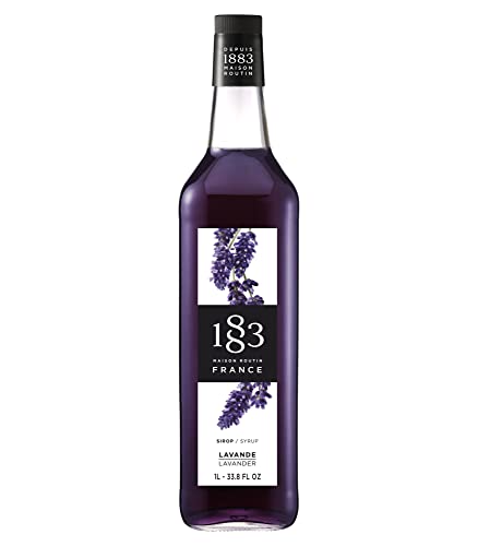 1883 MAISON ROUTIN Lavender Syrup - Flavored Syrup for Hot & Iced Beverages - Gluten-Free, Vegan, Non-GMO, Kosher, Preservative-Free, Made in France | Glass Bottle 1 Liter (33.8 Fl Oz)