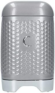 KitchenCraft Lovello Storage Canisters for Tea Coffee and Sugar in Gift Box, Textured Hexagonal Finish, Steel, Shadow Grey
