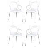 sedie legno design offerte ✅Design moderno Milani Home s.r.l.s. Set di 4 Sedia in Polipropilene Plastica Bianca di Alta qualità di Design per Interno E Giardino Stile Moderno per Sala da Pranzo, Cucina