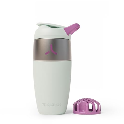 Image of Promixx Pursuit Stainless Steel Shaker Bottle - 760ml Lightweight Metal Protein Mixer with Snap-Fit Agitator for Smooth Shakes - Leak-Proof Odor-Resistant Gym Shaker Cup for Fitness - Seagrass Green