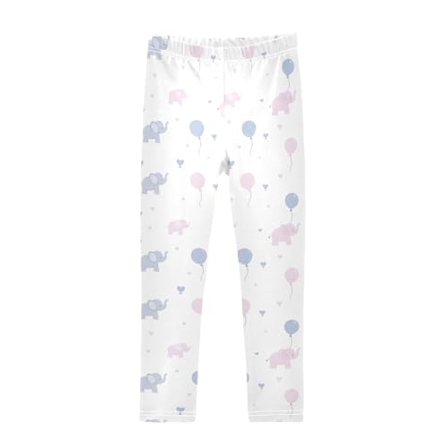 Cute Simple Elephant Prints Girls Leggings Soft Comfortable Athletic Leggings Dancing Pants for 4-10 Years