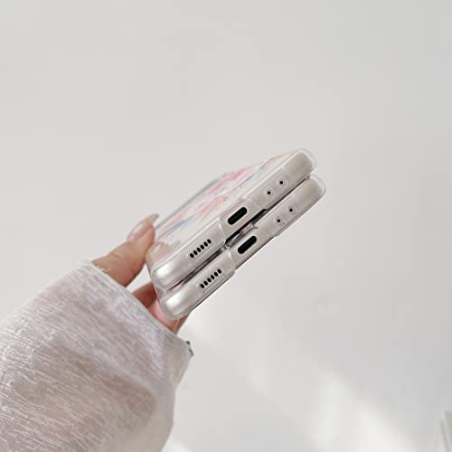 JZRH Capa para Samsung Galaxy Z Flip 4 5G, capa protetora rígida PC transparente bonita flor à prova