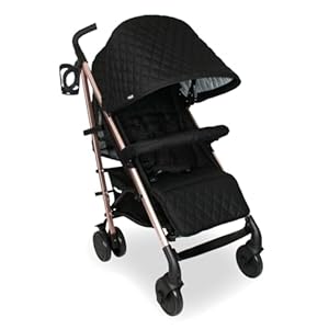 My Babiie MB51 Stroller – from Birth to 4 Years (22kg), Lightweight, Umbrella Fold, Travel Buggy for Toddlers, Pushchair Includes Footmuff, Cup Holder, Rain Cover – Black Quilted