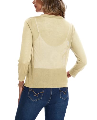Image of MINTLIMIT Women's Tie Front Cardigan Casual 3 /4 Sleeve Bolero Shrug Knotted Lightweight Sheer Shrug Cardigan Sweater Top