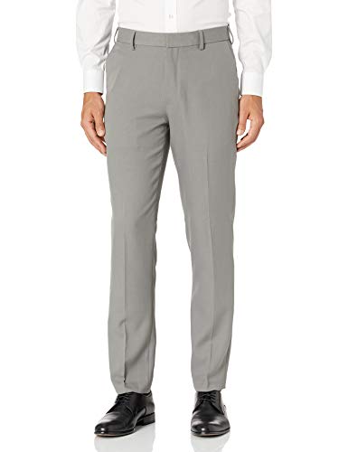 Van Heusen Men's Big & Tall Slim Fit Stretch Flat Front Traveler Pant, smoked grey, 30W X 36L