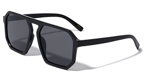 Geometric Polygon Flat Top Flat Color Lens Sunglasses