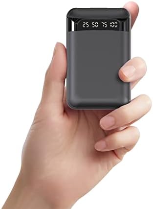 JVGoal Portable Charger 10000mAh, Small Power Bank with Dual USB Outputs, USB C input, LCD Digital Display External Battery Pack Compatible for iPhone, iPad, Huawei, Samsung, Xiaomi (Black)