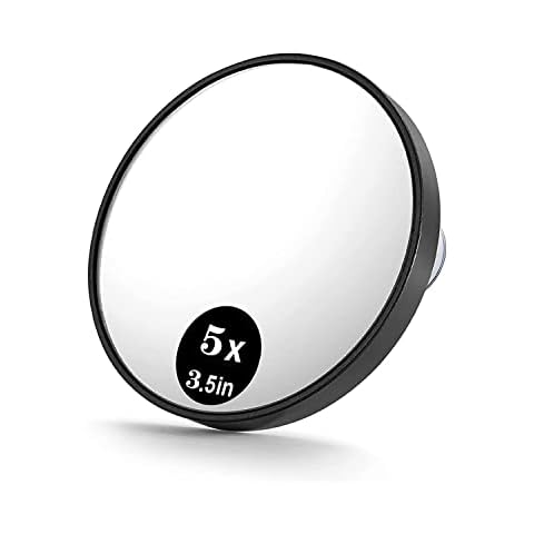 BTORER 5X Magnifying Makeup Mirror, Round Mirror Detachable 2 Suction Cups Use for Makeup Application - Tweezing - and Blackhead/Blemish Removal for Easy Mounting, Travel Essential Cover