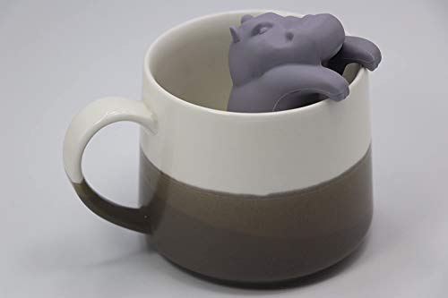 Silicone Tea Strainer For Loose Tea - Cute Reusable Tea Infuser Filter - Made From 100% Food Grade Silicone - Grey Hippo - Great Gift Idea #TOP5