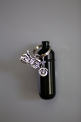 Cremation Urn Keepsake Necklace or key chain with Vintage Motorcycle Charm - Includes 24 Stainless Steel Necklace, Free Extra Charm,Velvet Pouch, Fill Kit