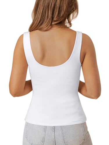 PINKMSTYLE Womens Basic V Neck Tank Tops Double Lined Fitted Summer Tops Cute Sleeveless Shirts4