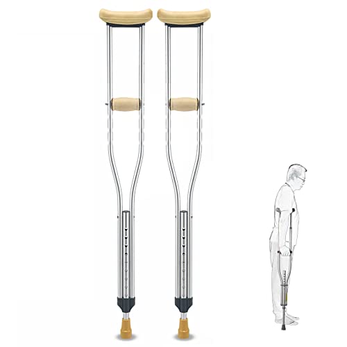 Stampelle ascellari leggere (2 unità), stampelle mediche ergonomiche regolabili in alluminio, per bambini, giovani e adulti, supportano fino a 220 libbre (dimensioni: Large(175-195cm)) Keep it in