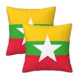 Pidgazdfgv Kissenbezug mit Flagge von Myanmar, quadratisch, für Couch, Sofa, Schlafzimmer, Dekor, Sommer