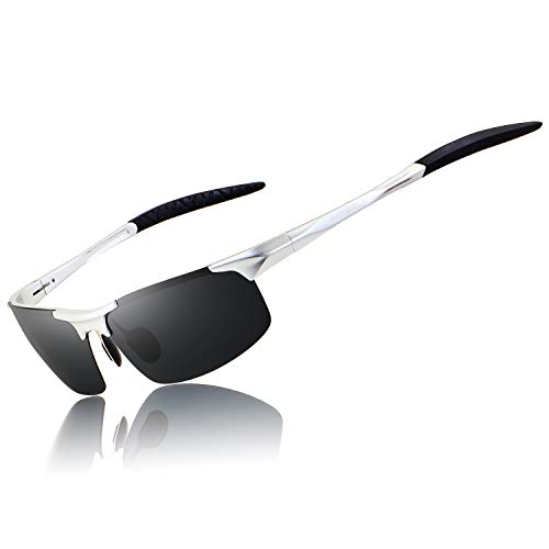 RONSOU Polarized Sunglasses Unbreakable Silver Frame