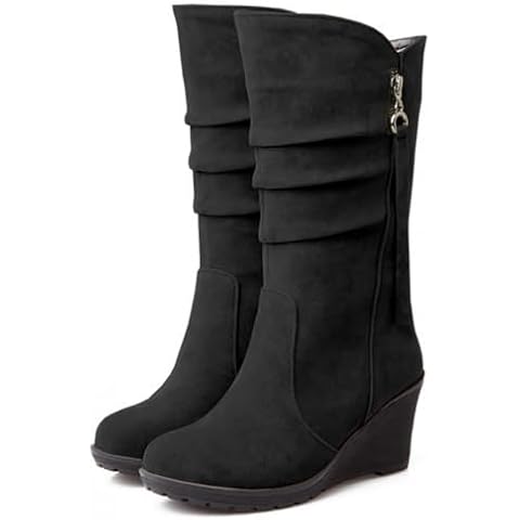 Dernolsea Suede Mid Calf Wedge Boots Cover