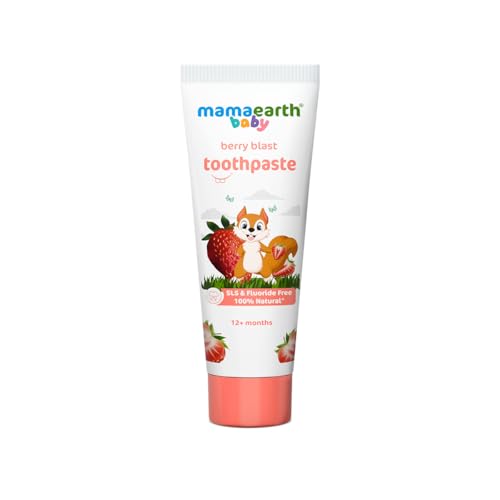 Image of Mamaearth 100% Natural Berry Blast Kids Plaque Removal Toothpaste 50 Gm, Fluoride Free, SLS Free, No Artificial Flavours, Best for baby