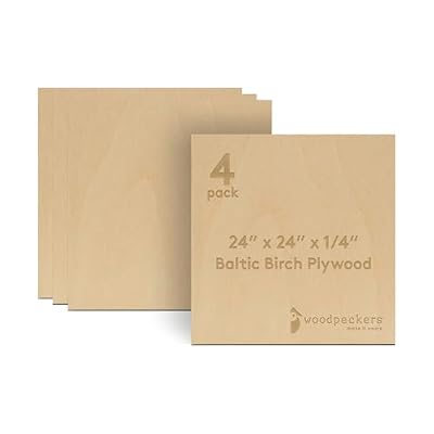 6 mm 1/4 x 24 x 24 Inch Premium Baltic Birch Plywood, Box of 4 B/BB Birch Veneer Sheets, Perfect for Laser CNC Cutting and Wood Burning Projects. by Woodpeckers