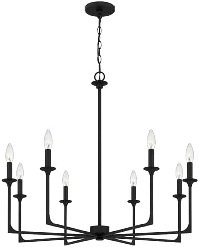 Quoizel Prescott - 8 Light Chandelier in Transitional Style-28 Inches Tall and 32 Inches Wide-Matte Black Finish -Traditional