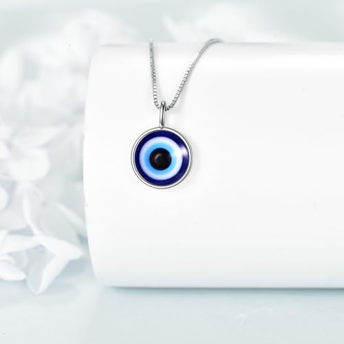 Evil Eye Necklace Sterling Silver Evil Eye Pendant Necklace Good Luck Protection Amulet Jewelry for Women3
