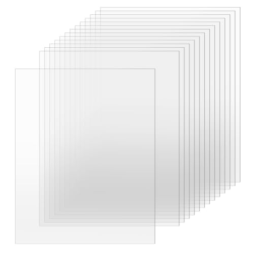 Image of TKOnline 14 PCS Plexiglass Sheets, 8 inch x 10 inch x 0.02 Clear PET Sheet Panels, Clear Acrylic Plastic Sheet for Picture Frame, Invitations, Poster Frames Plastic Board