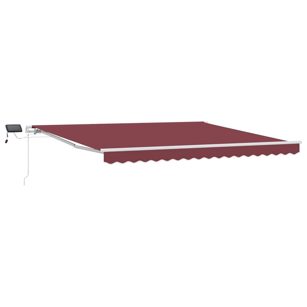 Manuelle Gelenkarmmarkise mit LED-Beleuchtung, wasserdichtem UV-Schutz, 400x300 cm, Weinrot für Terrasse, Balkon, Garten, Gastronomie