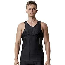 Topeter Mens Padded Football Shirt Rib Protectors Compression Shirts with Pads Basketball Protective Gear Rugby Tank Top