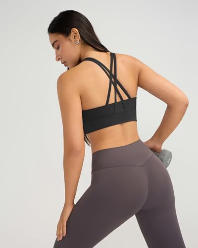 Image of Ama Larsi High Impact Strappy Sports Bra for Women | Padded Crisscross Back Supportive Running Yoga Workout Gym