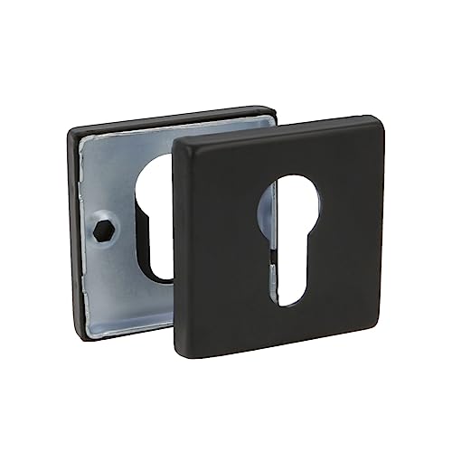 Amig - Bocallave para Manillas de Roseta Cuadrada Mod. 5RX 54 x 54 mm Embellecedor de Cerradura Para Cilindro Europerfil Acero inoxidable Negro