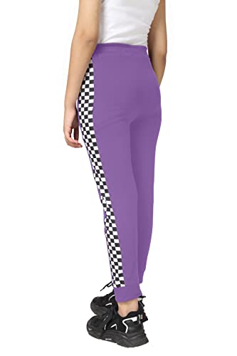 Image of KYDA KIDS Girls 100% Cotton Chess Print Track Pants | Elastic Waist Regular Fit | Soft Breathable Kids Casual Wear with Side Pockets Multicolor (Pack of 1)