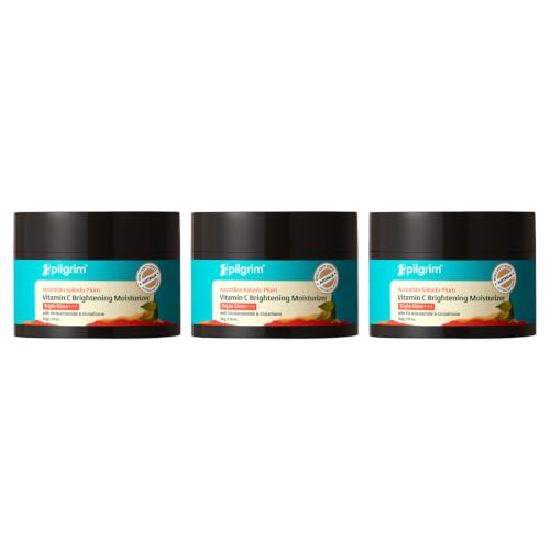 Image of Pilgrim Australian Kakadu Plum Vitamin C Face Moisturizer with Niacinamide for Glowing Skin | Triple Glow Brightening Cream | Hydrating Gel for Dark Spots & Pigmentation Removal | For All Skin - 50 g (Pack of 3)