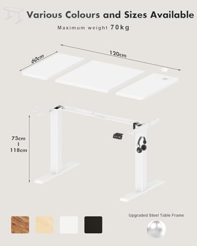 Devoko 120x60 cm Escritorio Regulable en Altura, Escritorio Elevable Eléctrico Telescópico Bidireccional, Escritorio de Oficinay Hogar, para Estudio en Casa con Tablero Ensamblado, Blanco - imagen 2