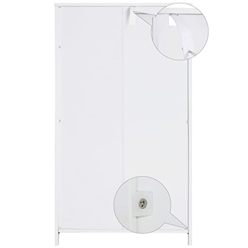 Weenfon Bathroom Cabinet, Storage Cabinet With 2 Drawers & 2 Shutter Doors, Free Standing Floor Cabinet With Adjustable Shelf, For Living Room, Hallway, Home Office, White #TOP7