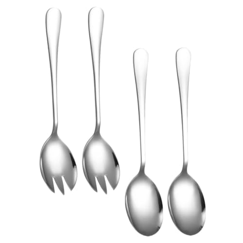 PRETYZOOM 4pcs Salad Forks Spoons for Easy Mixing and Serving Dishwasher Safe for Home and Catering Events