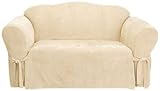 Soft Micro Suede Solid Beige / Tan / Khaki Loveseat Cover Slipcover