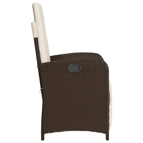 Chaise de jardin en polyrotin marron résistant aux intempéries - Lot de 3 sièges d'extérieur - 7