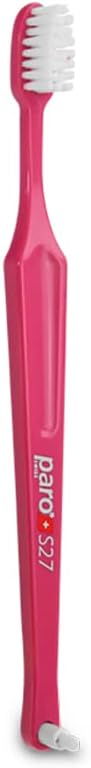 Paro S27 Toothbrush | Small Brush Head with Soft Bristles and Short Handle with Exchangeable Inter Space F | 27 Tufts | 6 Pack