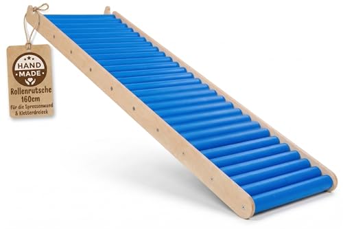 WoodsCraft - Indoor & Outdoor Rutsche [160 cm] für Kletterdreieck & Sprossenwand Kinderzimmer | Kinderrutsche-Rollenrutsche: viele Sinneserfahrungen | Kinder & Baby Rutsche