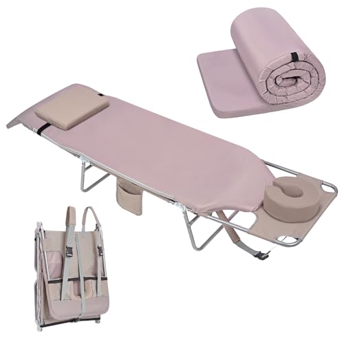 Mochila confortável 3 em 1 para bronzeamento, cadeira de praia com orifício para o rosto e almofada | Cadeira de sol dobrável portátil para adultos, leitura externa, banhos de sol, acampamento na