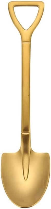 Tablespoons Fun Scoop-shaped Coffee Ice Cream Dessert Spoon, Stainless Steel Spoon Set, Set of 6 Pieces, Suitable for Family Weddings and Parties (6in) Serving Spoon (Color : Gold A)