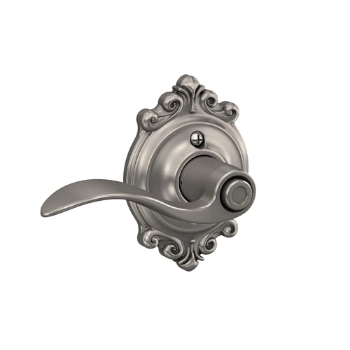 Image of SCHLAGE Accent Lever with Brookshire Trim Bed and Bath Lock in Satin Nickel