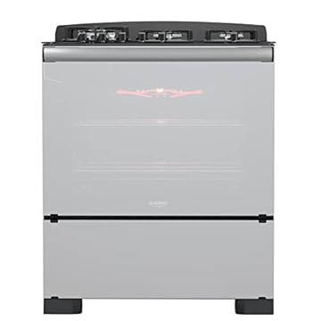 Fogão 5 Bocas Preto Frente Vidro Espelhado e Timer Digital Dako Diplomata Glass Grill Style Bivolt