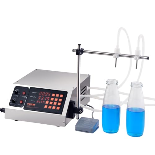 VEVOR Máquina Automática de Llenado de Líquidos Capacidad de Pesaje 30-4000ml Llenadora de Botellas Bomba Peristáltica de Control Digital para Leche, Agua, Vino, Bebidas, Salsa de Soja, Boquilla Doble