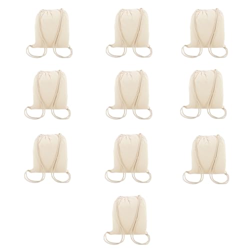 Adri - Lote 10 Bolsas mochila tela con cuerdas para pintar o personalizar 39 X 35 CM. Mochila de algodón 100% para el gimnasio o para la compra. (10 Mochilas)